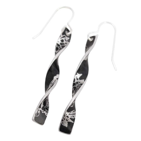 January's birth flower black carnations drop earrings