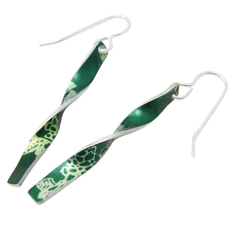 January's birth flower green carnations drop earrings