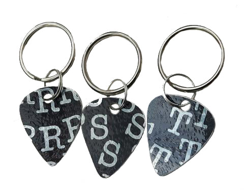 Guitar Pick Initial Key Rings