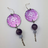 Birth Flower Earrings - June's Rose in Purple