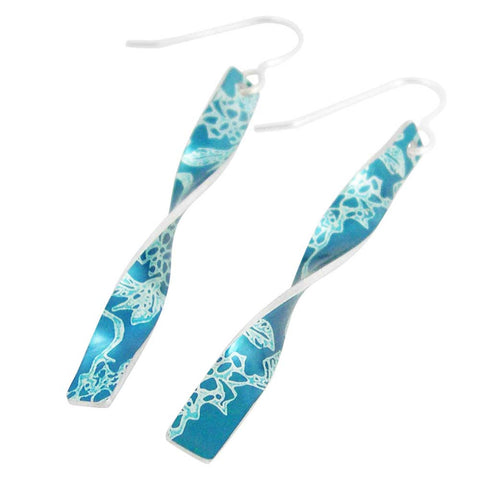 January's birth flower teal carnations drop earrings