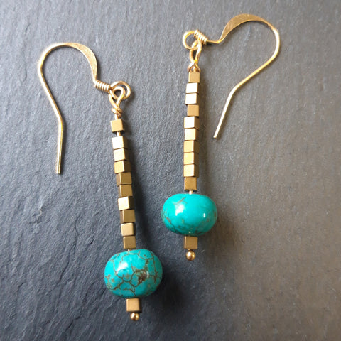 Turquoise and hematite earrings