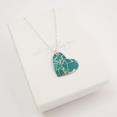 Green Daffodil Pendant - March's Birth Flower