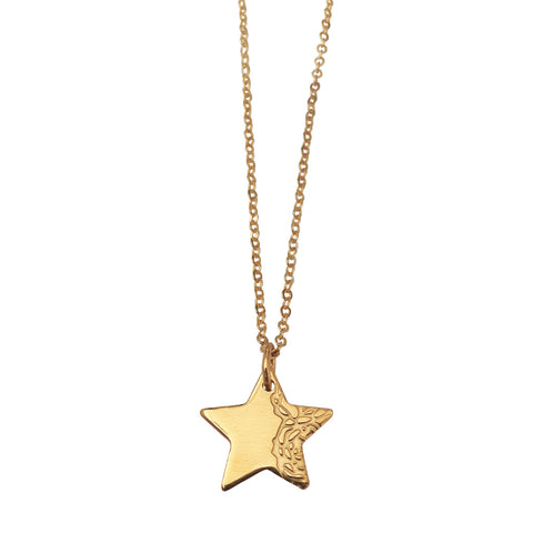 Star pendant with etched Roses motif