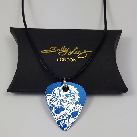 Guitar Pick Pendant - Dragon in Blue