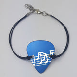 Guitar Pick Bracelet - Musical Notes in Dark Blue