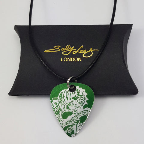 Guitar Pick Pendant - Dragon in Green