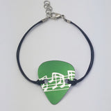 Guitar Pick Bracelet - Musical Notes in Green