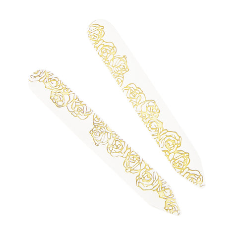 Silver collar stays with roses motif in gold