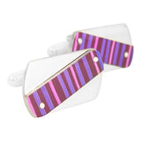 Purple and pink stripe aluminium cufflinks with sterling silver