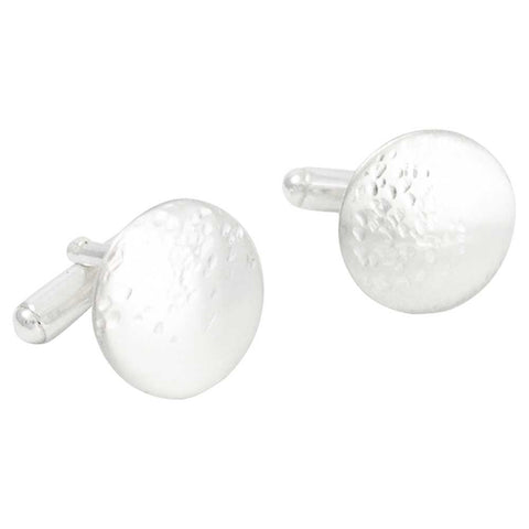 contemporay sterling silver round domed cufflinks partially beated