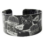 Black aluminum birdcage bird and butterfly cuff