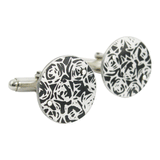 hand made contemporary aluminum and silver Black roses cufflinks by Sally Lees