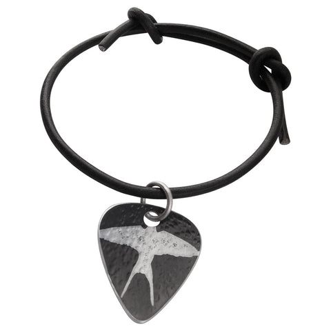 Guitar Pick Bracelet - Black Swallow