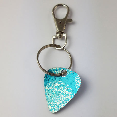 Blue Aster Guitar Pick Key Ring