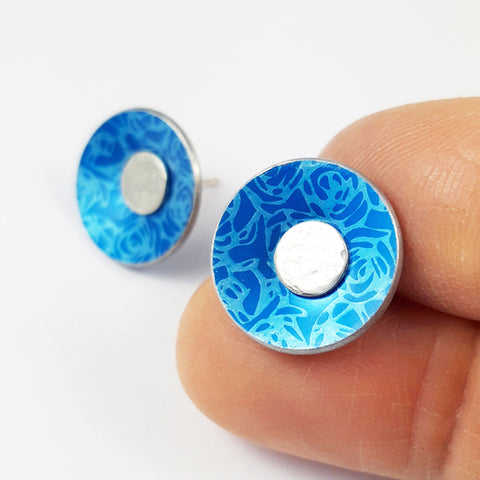 Birth Flower Earrings - June's Rose in Blue