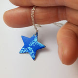 Birth Flower Pendant - June's Roses in Blue
