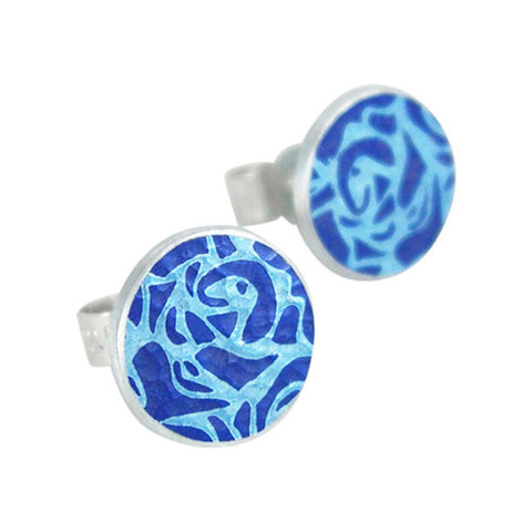 June's birth flower blue roses stud earrings