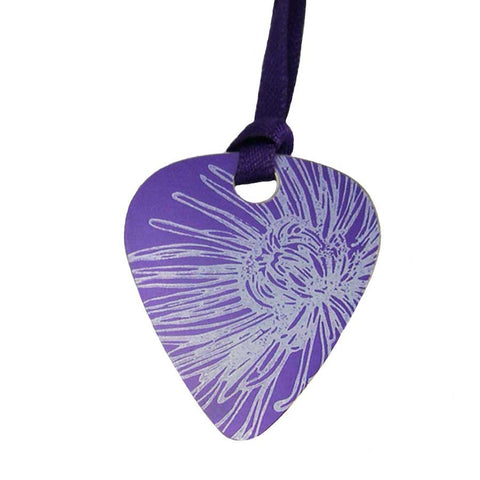 Chrysanthemum flower guitar pick pendant - november's birth flower