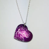 Claret Coloured Floral Heart Pendant