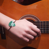 Guitar Pick Bracelet - Musical Notes in Green