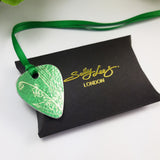 May birth flower, green, Lily of the Valley guitar pick pendant