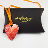 October Birth flower, orange, marigold print guitar pick pendant