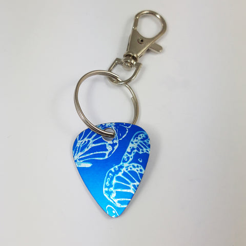 Blue Guitar Pick Keyring and Bag Clasp