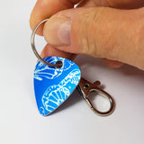 Blue Guitar Pick Keyring and Bag Clasp