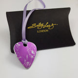 August's birth flower, pink anodized aluminum, gladioli print, guitar pick pendant