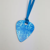 Birth Flower Guitar Pick Pendant - February Iris in Blue