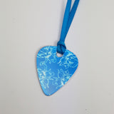 Birth Flower Guitar Pick Pendant - February Iris in Blue