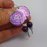 Birth Flower Earrings - June's Rose in Purple