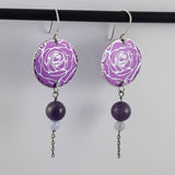 Birth Flower Earrings - June's Rose in Purple