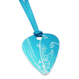 May's birth flower blue lily of the valley guitarpick pendant