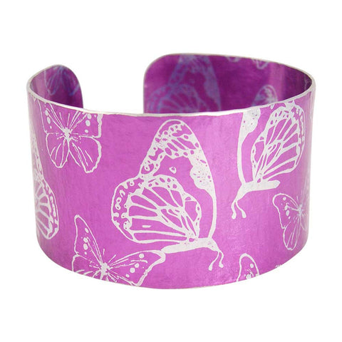 Pink aluminum pink butterflies cuff