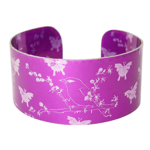 Pink Finches and Butterflies Cuff