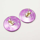 hand made aluminum pink roses earrings with silver stud centre by Sally Lees