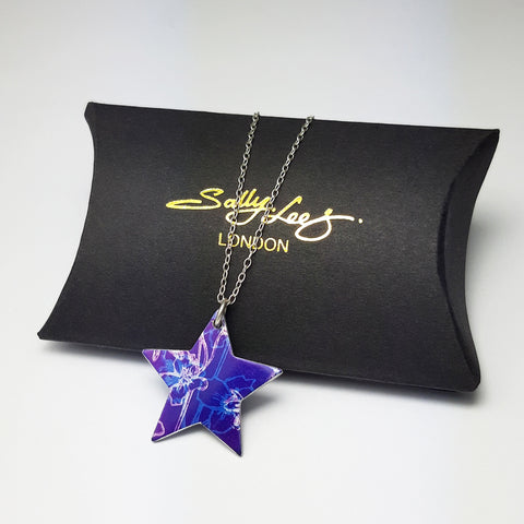 Birth Flower Pendant - July's Larkspur in Purple & Blue