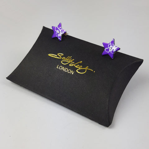 Birth Flower Earrings - July's Larkspur in Purple