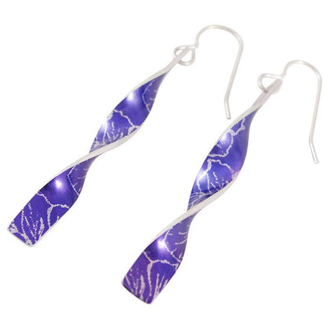 July's Birth flower Larkspur aluminium and silver earrings