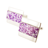 contemporary roses print purple aluminum cufflinks with sterling silver