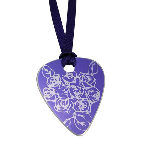 June's birth flower purple aluminium roses print guitar pick pendant