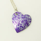 Purple roses aluminium pendant with silver chain