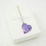 Purple aluminium Roses pendant with silver chain