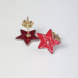 December Birth Flower Poinsettia Earrings in Red
