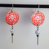 Birth Flower Earrings - June's Roses in Red