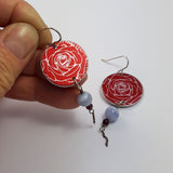 Birth Flower Earrings - June's Roses in Red