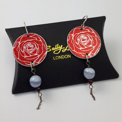 Birth Flower Earrings - June's Roses in Red