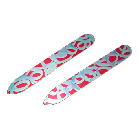Red and Blue Squiggle Collar Stays